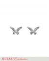 GUESS Silver-Tone Butterfly Post Earrings, SILVER