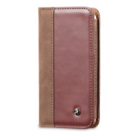 Acase Genuine Leather Wallet Case for iPhone 5 - Vintage Brown and Red