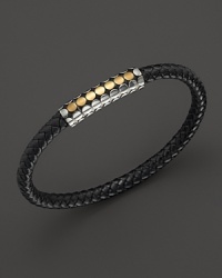 John Hardy Men's Dot 18K Gold and Sterling Silver Black Leather Bracelet