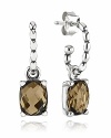 Faceted smokey quartz stones dangle from sterling silver beaded hoops, earning these PANDORA earrings jewelry box best in show.