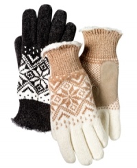 Let it snow. You'll be prepared for coziness with these chenille gloves by Isotner featuring a sweet snowflake pattern.