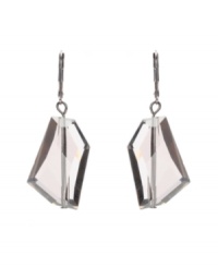 Sheer elegance in neutral colors. Kenneth Cole New York earrings feature faceted taupe stone drops in silver tone mixed metal. Approximate drop: 2 inches.