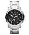 A handsome structured steel timepiece from Fossil's Grant collection.