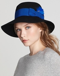 Dive head-first into a new season in Aqua's wool fedora, adorned with a ribbon bow and faux feather detail.