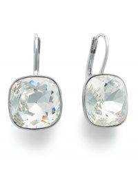 Add sparkle to the occasion with Swarovski's drop earrings. Clear crystals create an elegant look. Crafted in rhodium-plated mixed metal. Approximate drop: 1/2 inch.