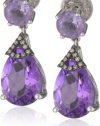 Badgley Mischka Fine Jewelry Champagne Diamonds Light and Dark Amethyst Earrings