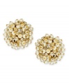 Strength in numbers. These cluster earrings from Charter Club, crafted from gold-tone mixed metal, feature glass pearls for added luster. Clip-on backing for non-pierced ears. Approximate diameter: 1 inch.