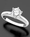 Aim for perfection on the big day. This stunning engagement ring features ideal-cut diamond (1 ct. t.w.) set in platinum.