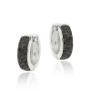 Sterling Silver Black Diamond Accent Huggies Hoop Earrings