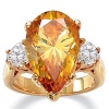 PalmBeach Jewelry 6.41 TCW Pear Cut Champagne-Color Cubic Zirconia 14k Yellow Gold-Plated Ring