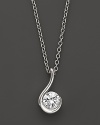 Elegant diamond pendant in modern 14K. white gold setting.