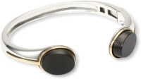 Elizabeth and James Saddle Collection Sterling Silver and 23k Gold-Plated Hinged Matte Onyx Cuff Bracelet