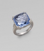 From the Giftables Collection. A sparkling blue quartz stone in a four-prong sterling silver setting.Blue quartz Sterling silver Width, about ½ Imported Additional Information Women's Ring Size Guide 