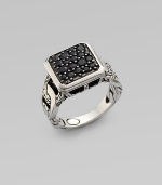 From the Classic Chain Collection. A signature chain band with a square black sapphire pavé setting.Black sapphire Sterling silver Width, about ½ Made in Bali Additional Information Women's Ring Size Guide 