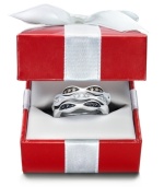 Get instant stackable style! Three chic rings have a stunning effect when worn alone or stacked on top of one another. Set in sterling silver, rings feature round-cut white diamonds (1/10 ct. t.w.) and black and champagne diamond accents. Sizes 6, 7, 8 and 9. Wrapped & ready to give in a red gift box; while supplies last.