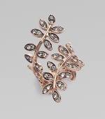 A delicate branch, with leaves of shimmering Swarovski crystal, curves gracefully around the finger in this elegant design.Crystal Bronze rose goldplated Length, about 1½ Made in Italy