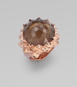 From the Superstud Collection. A faceted dome of deeply toned smoky quartz is layered over mother-of-pearl, creating richness and depth in this striking ring with a spiky zigzag setting.Smoky quartz and white mother-of-pearlRose goldplated sterling silverWidth, about 1Imported