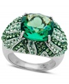 A playful conversation piece. Kaleidoscope's dazzling cocktail ring combines large and small green and clear crystals with Swarovski Elements. Set in sterling silver. Size 7.