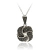 Sterling Silver Black Diamond Accent Love Knot Pendant