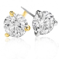 18k Gold Round Brilliant Cut Diamond 3 Prong Martini Stud Earrings (GH, I1-I2, 0.33 carat)-Available in White and Yellow Gold