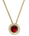 Every day can be a red-letter one with this pendant necklace from Eliot Danori. Crafted from 18k gold-plated brass with a red crystal pendant framed by glistening cubic zirconias (1 ct. t.w.). Approximate length: 16 inches + 2-inch extender. Approximate drop: 1/2 inch.