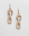 A logo accented nut and narrow, chain links in a chic drop design. Rose goldtone brassDrop, about 1.9Hook backImported 