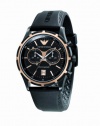 Emporio Armani Quartz, Black Dial with Black Rubber Strap Band - Men's Watch AR0584