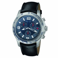 Gucci Men's YA126223 G-Timeless Chronograph Blue Dial Black Leather Watch