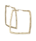 A modern spin on a timeless classic. Chic earrings by RACHEL Rachel Roy feature a square-shaped hoop design crafted in worn gold tone mixed metal. Approximate diameter: 1-1/4 inches.