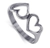 Sterling Silver 20mm Length Emotional Twin Heart Love Polished Finish 3mm Wide Band Ring Size 4, 5, 6, 7, 8