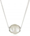 Majorica Sterling Silver 2/14mm White Baroque Pearls on Love Knot Lariat Pendant Necklace