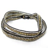 Zad Beaded Wrap Bracelet 28 Gold Metal & Clear Glass Beads Cord