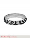 GUESS Silver-Tone Zebra Bangle With Crystal Tr, SILVER