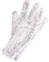 New Costume White Silver Glitter Glove