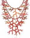 Kenneth Jay Lane 3 Row Multi Coral and Gold Branch Necklace