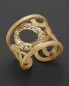 A modern 18K yellow gold cuff ring in a mix of textures from Roberto Coin.