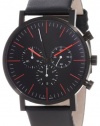 a.b. art Men's OC150 Series OC Black Stainless Steel Swiss Quartz Chrono Black Dial and Leather Strap Watch