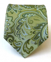 100% Silk Woven Moss Organic Paisley Tie