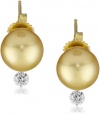 TARA Pearls Dancing Diamond Gold South Sea Stud 10X11mm 18 Karat Yellow Gold Stud Earrings