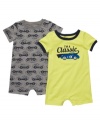 Get your future car aficionado's motor running in one of these rompers from Carters. Short sleeves and a snap bottom make it easy for a quick change too.