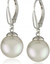 Majorica Sterling Silver 10mm Grey Round Drop Earrings