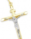 14K YELLOW and WHITE GOLD CROSS CRUCIFIX CHARM PENDANT