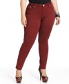 Strut your stuff in the super skinny fit of Hydraulic's plus size jeggings, finished by a burgundy wash. (Clearance)