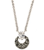 A little glitz. Judith Jack's stunning pendant features a dusting of marcasite and a large crystal accent. Set in sterling silver. Approximate length: 16 inches. Approximate drop: 1-1/5 inches.