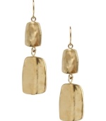 Hammer home your definitive style. These retro-chic earrings by Kenneth Cole New York feature double squares with hammered detail. Crafted in gold tone mixed metal. Approximate drop: 2 inches.