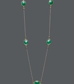 Long and luxurious. Wrap this stylish, Studio Silver design around your neck for a bold and brilliant look. Crafted in 18k gold over sterling silver and sterling silver with oval-cut green agate (45-3/8 mm). Approximate length: 38 inches.