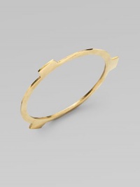 A slim bangle has an edgy, industrial look with three square tab extensions.BrassDiameter, about 3Slip-on styleImported