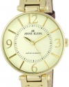 Anne Klein Women's 109168IVBN Gold-Tone Round Brown Leather Strap Watch