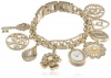 Anne Klein Women's  10-8096CHRM Swarovski Crystal Accented Gold-Tone Charm Bracelet Watch