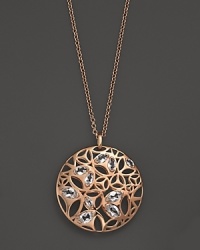 Clear rock crystal rests inside gleaming 18K rose gold on this modern Di MODOLO pendant necklace.